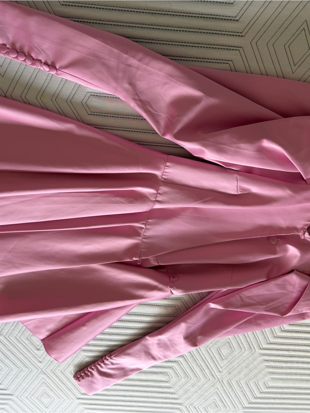 ROMWE Pink Long Sleeve Pleated Dress